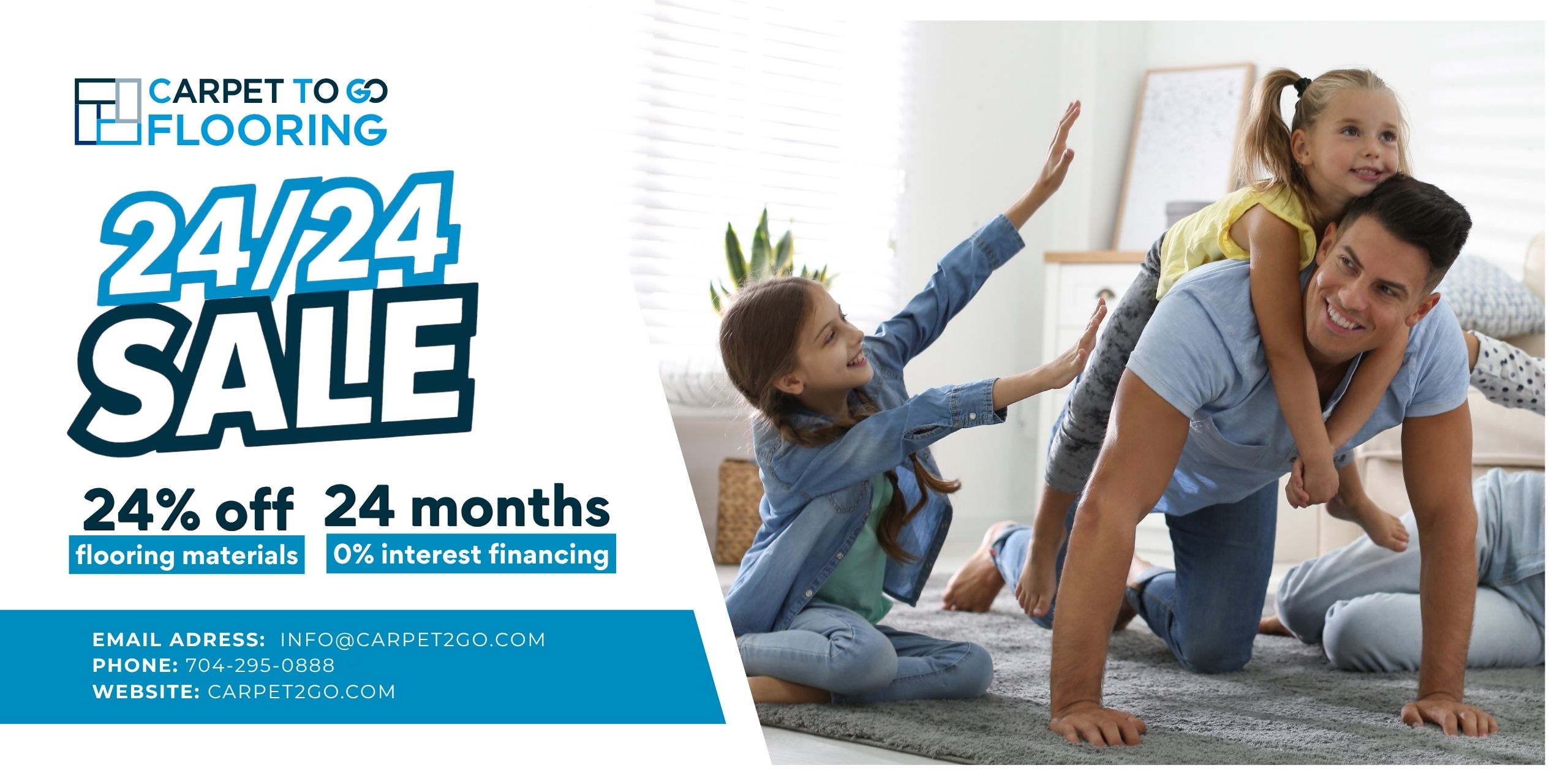 24% Off Flooring + 0% Financing from Carpet To Go Flooring | Flooring sale | 24/24 Flooring Sale | Flooring Sale in Charlotte | Flooring Sale in Concord | Flooring Sale in Charleston | Flooring Sale in Winston-Salem | Flooring Sale in Mooresville